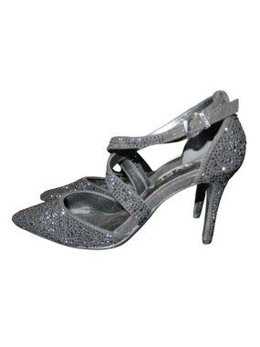 Carvela Symmetry Black Crystal Embellished Leather Closed Toe Heels 37 or US 7